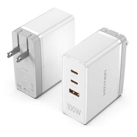 Cargador de Pared Vention FEGW0-EU/ 2xUSB Tipo-C/ 1xUSB/ 100W (1/2)