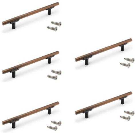 Emuca Lote de 5 tiradores para mueble Riad, L168mm, intereje 128mm, Aluminio, Bronce - (1/5)