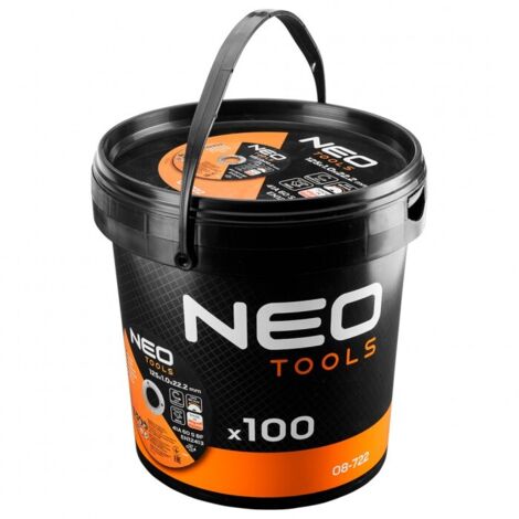 Discos de corte para metal NEO TOOLS 125 mm - 100 piezas en cubo (1/2)