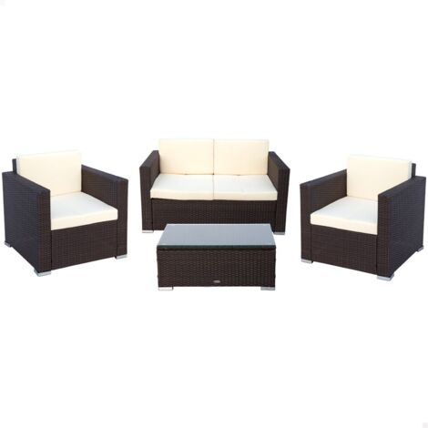 Aktive Garden Conjunto de Salón de Jardín Negro y Crema (1/5)