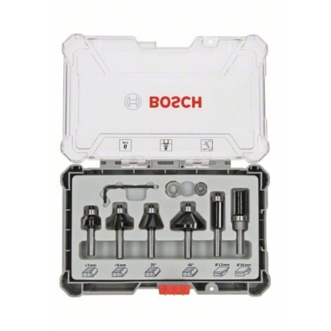 Set de brocas fresadoras para recortes y bordes de 6 mm con vástago de inserción de 6 piezas