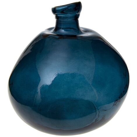 Jarrón 'Dame Jeanne' - vidrio reciclado - azul tormenta D. 33 cm - Atmosphera créateur d'intérieur (1/2)