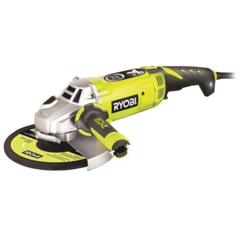 RYOBI - Amoladora angular 2.000 W 230 mm - Mango 180° - Estuche antigolpes + maletín, disco metálico 230 mm y llave de servicio - EAG2000RS