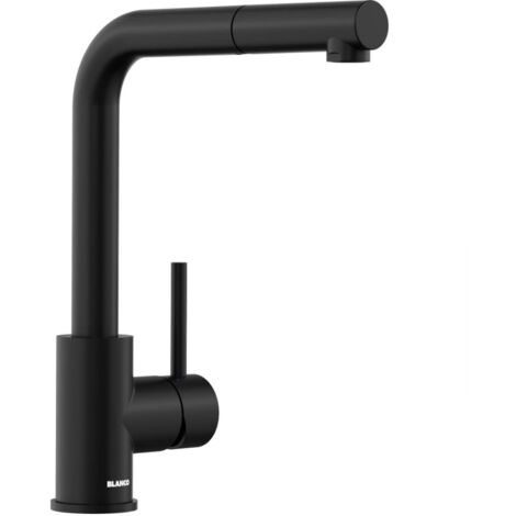 Blanco – Mezclador de lavabo 526660 – Caño recto 360° – Rociador desmontable negro mate – Regulador de chorro patentado (1/2)