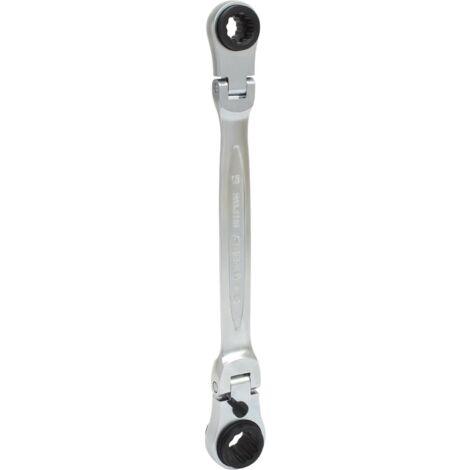 Llave de estrella doble de carraca articulada 4 en 1 GEARplus, conmutable, 10x13-17x19 mm