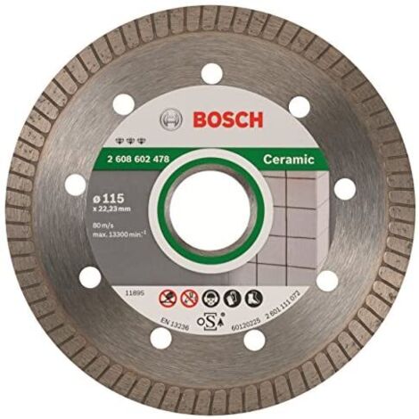 Bosch Professional - Disco de corte de diamante Best for Ceramic Extra-Clean Turbo, 115 x 22.23 x 1.4 x 7 mm, Gris
