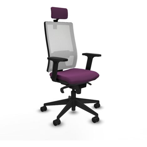 Horna sincro malla blanca similpiel morado brazos 2D base piramidal cabecero 2D ruedas 65mm nailon (1/5)