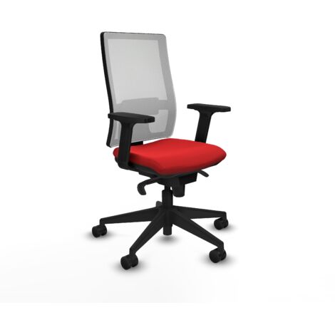 Horna sincro malla blanca similpiel rojo brazos 2D base piramidal  ruedas 65mm nailon (1/5)