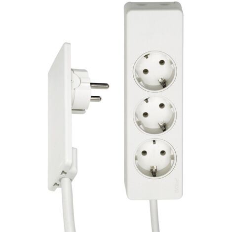 EVOline Plug-Verlängerungsleitung 1,5 m mit 3-fach Verteiler, Kunststoff weiß