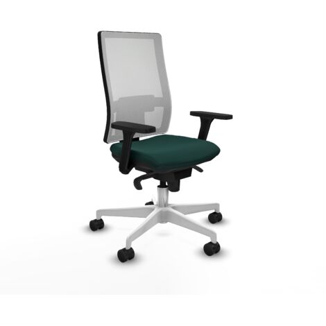 Horna sincro malla blanca similpiel verde botella brazos 3D base blanca ruedas 65mm nailon (1/5)
