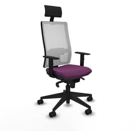 Horna sincro malla blanca similpiel morado brazos 1D base piramidal cabecero fijo ruedas 65mm nailon (1/5)