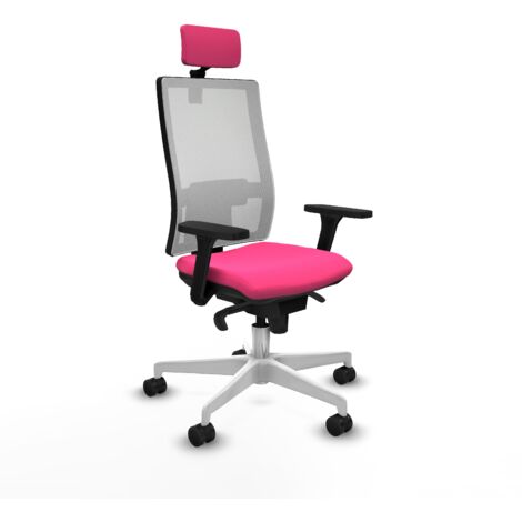 Horna sincro malla blanca similpiel rosa brazos 3D base blanca cabecero 2D ruedas 65mm nailon (1/5)