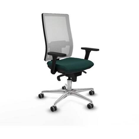 Horna sincro malla blanca similpiel verde botella brazos 3D base aluminio ruedas 65mm engomadas (1/5)