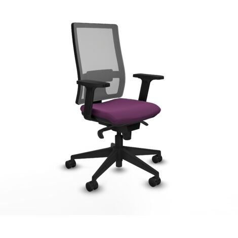 Horna sincro malla gris similpiel morado brazos 2D base piramidal  ruedas 65mm nailon (1/5)