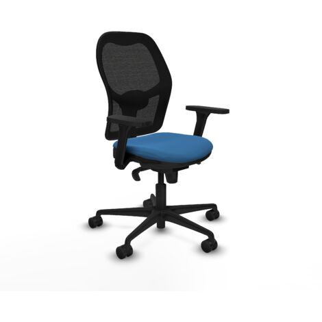 Jorquera sincro malla negra similpiel azul claro brazos 3D base nailon ruedas 65mm nailon (1/5)
