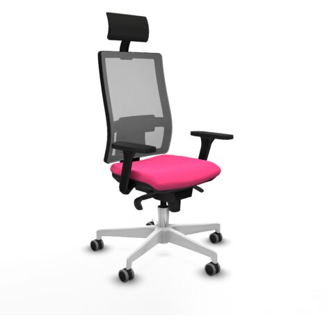 Silla de oficina piqueras y crespo Horna cuero sintético rosa malla gris (1/5)