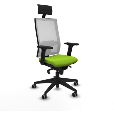 Horna sincro malla blanca similpiel pistacho brazos 2D base piramidal cabecero fijo ruedas 65mm engomadas (1/5)