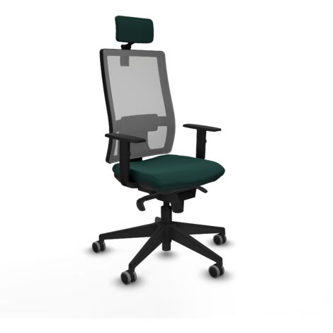 Horna sincro malla gris similpiel verde botella brazos 1D base piramidal cabecero 2D ruedas 65mm engomadas (1/5)