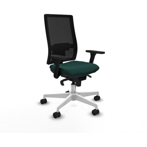 Horna sincro malla negra similpiel verde botella brazos 3D base blanca ruedas 65mm nailon (1/5)