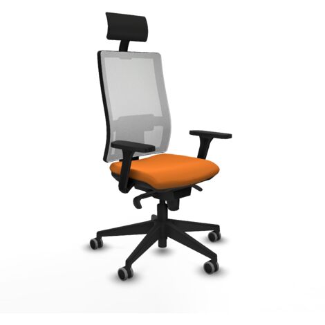 Silla de oficina piqueras y crespo Horna cuero sintético naranja malla blanca (1/5)
