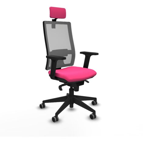 Horna sincro malla gris similpiel rosa brazos 2D base piramidal cabecero 2D ruedas 65mm engomadas (1/5)