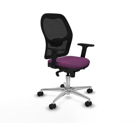 Jorquera sincro malla negra similpiel morado brazos 2D base aluminio ruedas 65mm nailon (1/5)