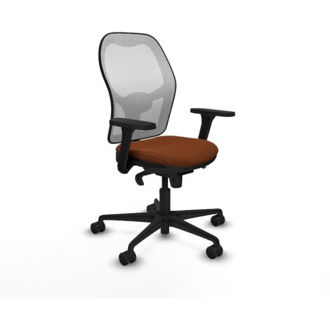 Jorquera sincro malla blanca similpiel marrón brazos 3D base nailon ruedas 65mm nailon (1/5)