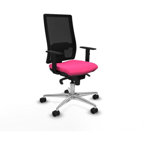 Horna sincro malla negra similpiel rosa brazos 1D base aluminio ruedas 65mm nailon (1/5)