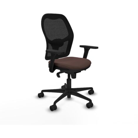 Silla de oficina piqueras y crespo Jorquera cuero sintético marrón oscuro malla negra (1/5)