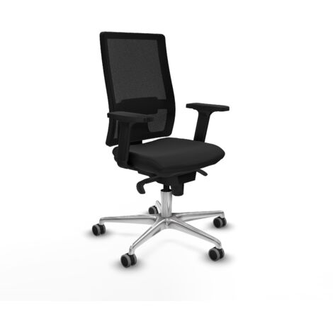 Horna sincro malla negra similpiel negro brazos 2D base aluminio ruedas 65mm engomadas (1/5)