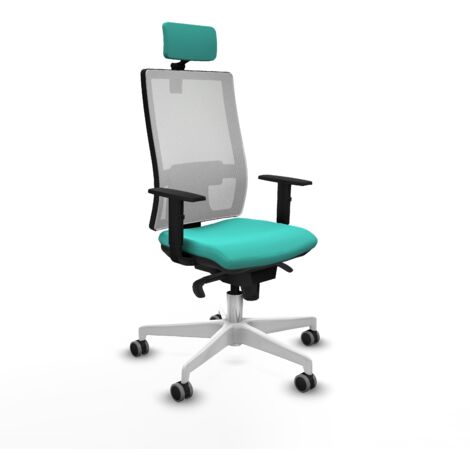 Silla de oficina piqueras y crespo Horna tejido de malla blanco turquesa (1/5)