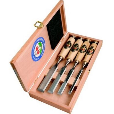 Juego de cinceles de acero de herramientas especial con mango de madera, Tipo : N° 1141 HK, cantidad 4 unidades, Contenido 10 16 20 26 mm