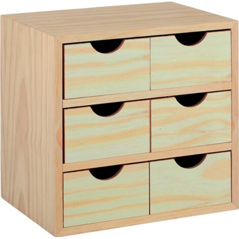 mini-bloque 6 cajones de madera 28x28x20cm - bloc-3x2 - astigarraga -