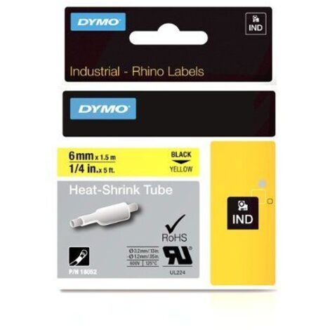 Dymo RhinoPRO funda termorretráctil negra 6 mm x 1,5 m (1/5)