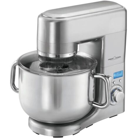 Proficook KM1096 Batidora Amasadora Repostería Semi-profesional, 10 L, 8 Velocidades, Cuerpo Metal, 3 Accesorios 1500W Plata
