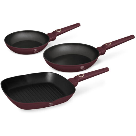 Berlinger Haus Juego de 3 Sartenes Antiadherentes, Fabricadas en Aluminio Forjado, para Cocinas de Inducción. Tamaños 20/24/28 cm, Mango Ergonómico, Libre de PFOA, Serie Leonardo (1/5)