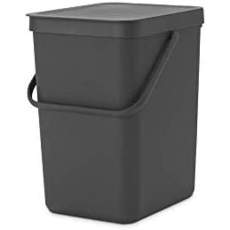 Brabantia Sort & Go Bin 25l Dark Grey Cubo de Basura, Stainless Steel, Gris, 25L