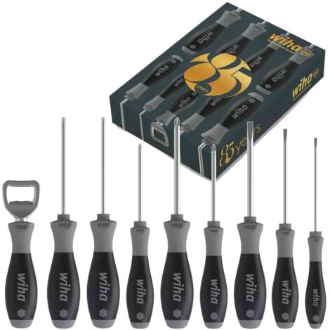 Wiha Set de 8 destornilladores planos Phillips Torx ergonómico