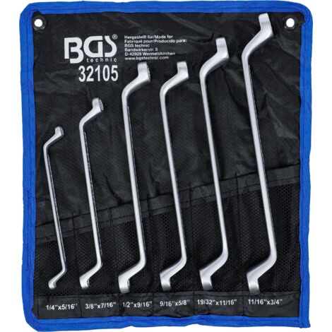 Juego de llaves de estrella dobles largas acodadas medidas en pulgadas 1/4" - 3/4" 6 piezas