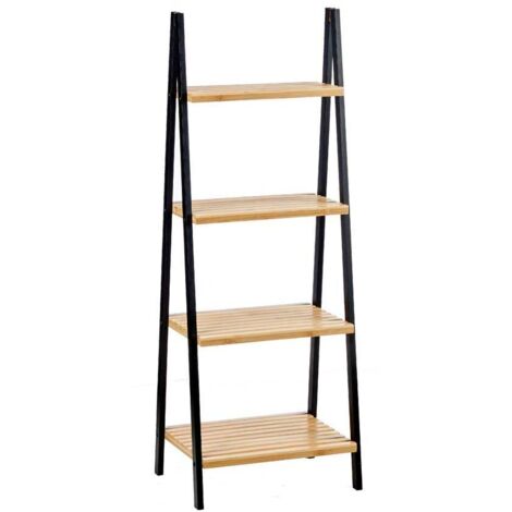Estantería de Baño Berilo WR5504-4-425 Negro Natural 40 x 109,3 x 30 cm