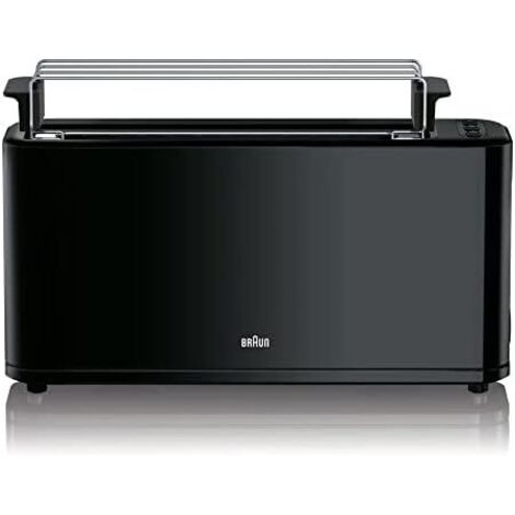 Braun Tostador PurEase HT3110BK - Tostadora de Pan, 1000 w, 2 Ranuras, 7 Niveles de Potencia, Grill Superior Desmontable, Recogecable, Color Negro