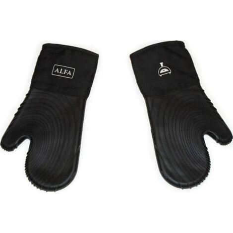 Alfa Forni Guantes de Horno de Silicona Negro Resistentes 220°C (1/3)