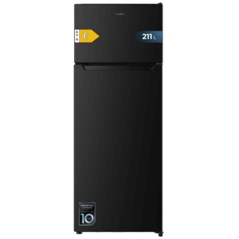 Cecotec Frigorífico 2 Puertas211L Bolero CoolMarket 2D 211 Black E. Frigorífico 2 Puertas Negro, Capacidad 211 Litros, 143 Alto y 54 Ancho, Clase Energética E, Iluminación LED, Puerta Reversible