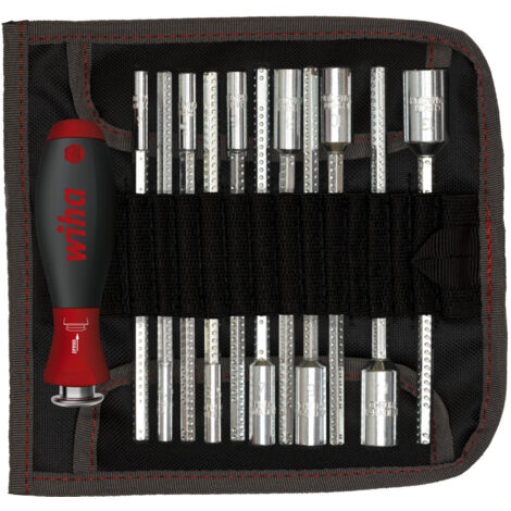 Wiha Juego de destornilladores con varillas intercambiables SYSTEM 6 con llave de vaso hexagonal, de 13 unid. incl. bolsa enrollable (27713) (1/4)