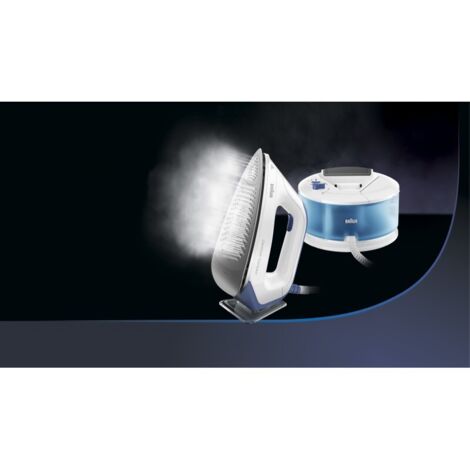 Braun Centro de Planchado IS2143BL 2.400 W. Suela Deslizante. Deposito 1.5L. Anti-goteo Digital. Color Blanco