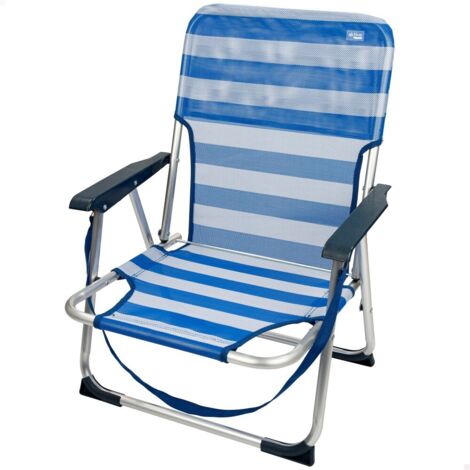 Silla Plegable Fija Aktive Beach Azul y Blanco Plegable