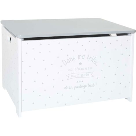BAÚL INFANTIL PARA JUGUETES COLOR BLANCO Y GRI58 x 37,5 x 38cm