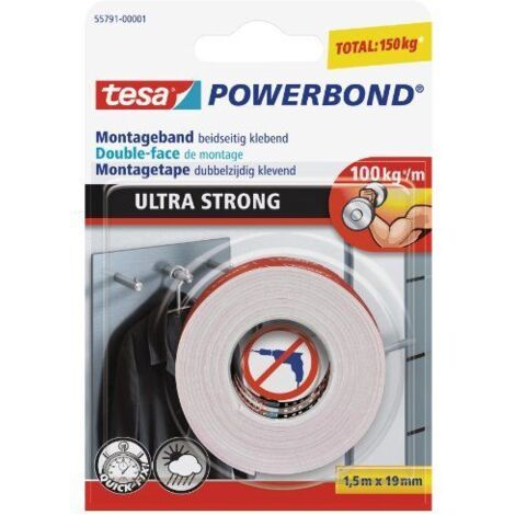 Tesa 55791-00001-00 Powerbond - Cinta de montaje de doble capa (ultrafuerte, 1,5 m x 19 mm)  	[producto importado]
