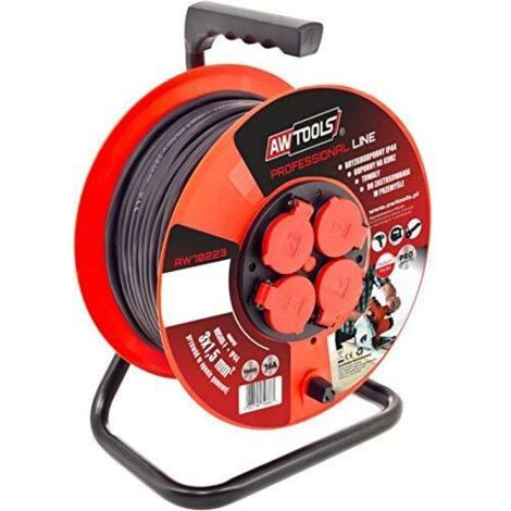 Awtools Carrete de cable profesional negro 50 metros (1/2)