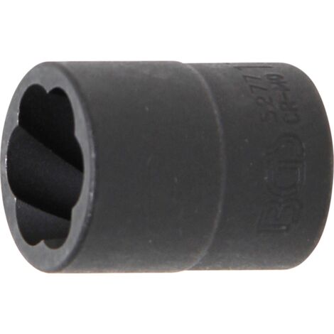 Llave de vaso de perfil en espiral / extractor de tornillos  entrada 10 mm (3/8")  17 mm